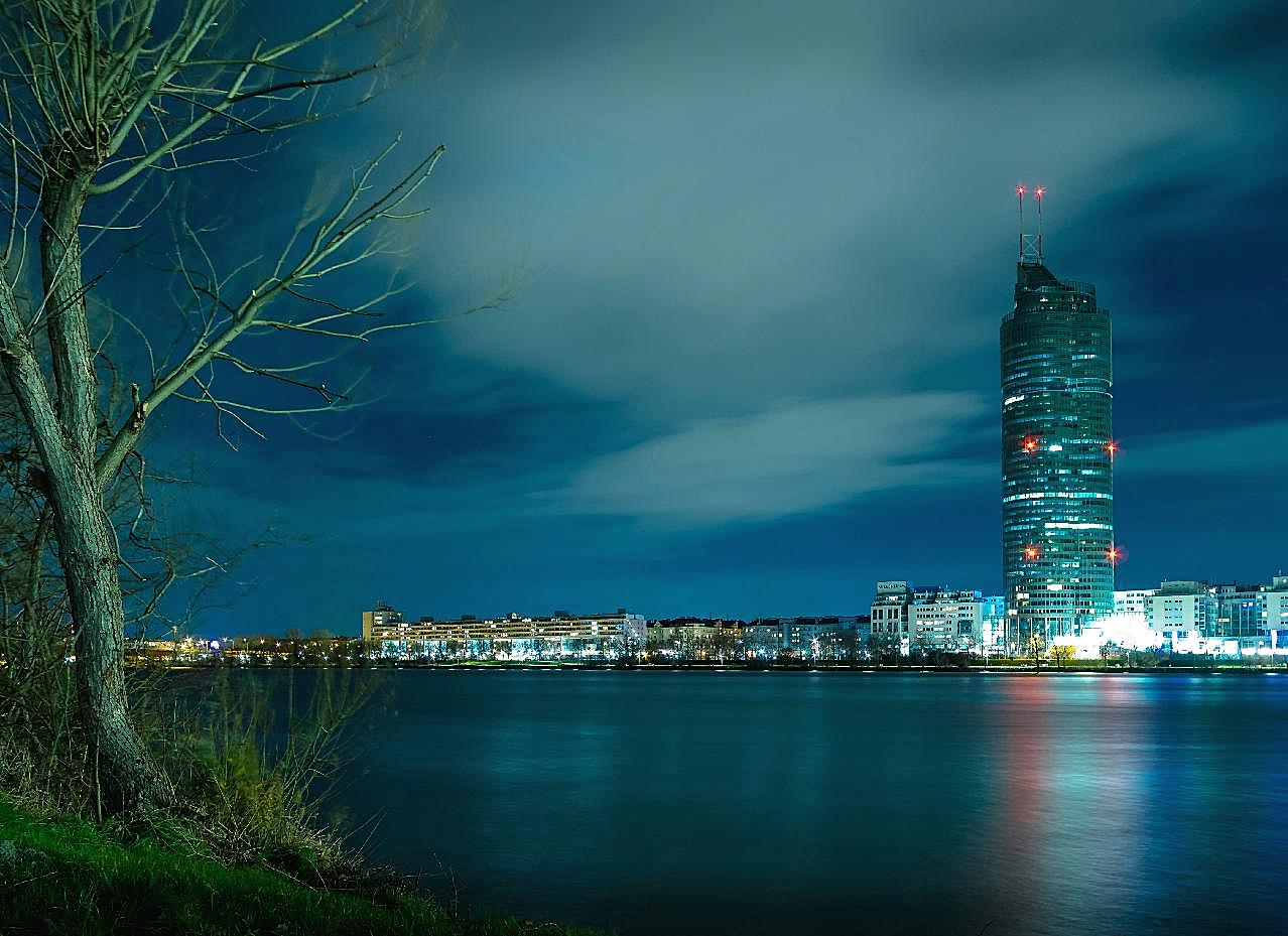 多瑙河城市夜景图片空间摄影