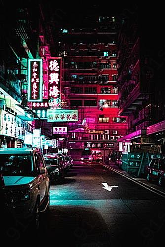 香港街道夜景图片高清