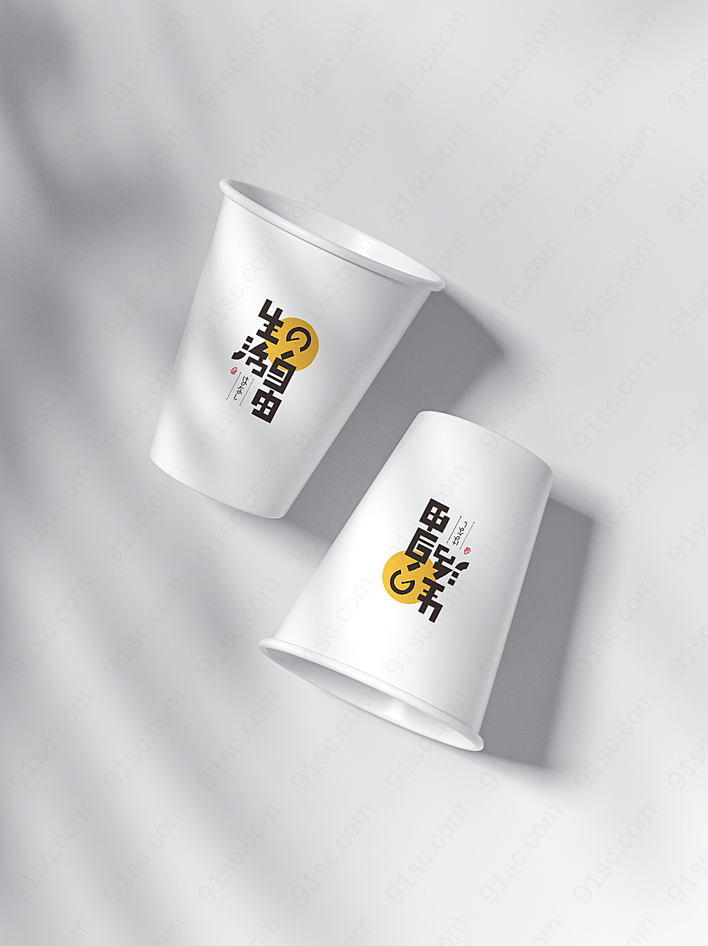 日式纸杯咖啡杯logo样机