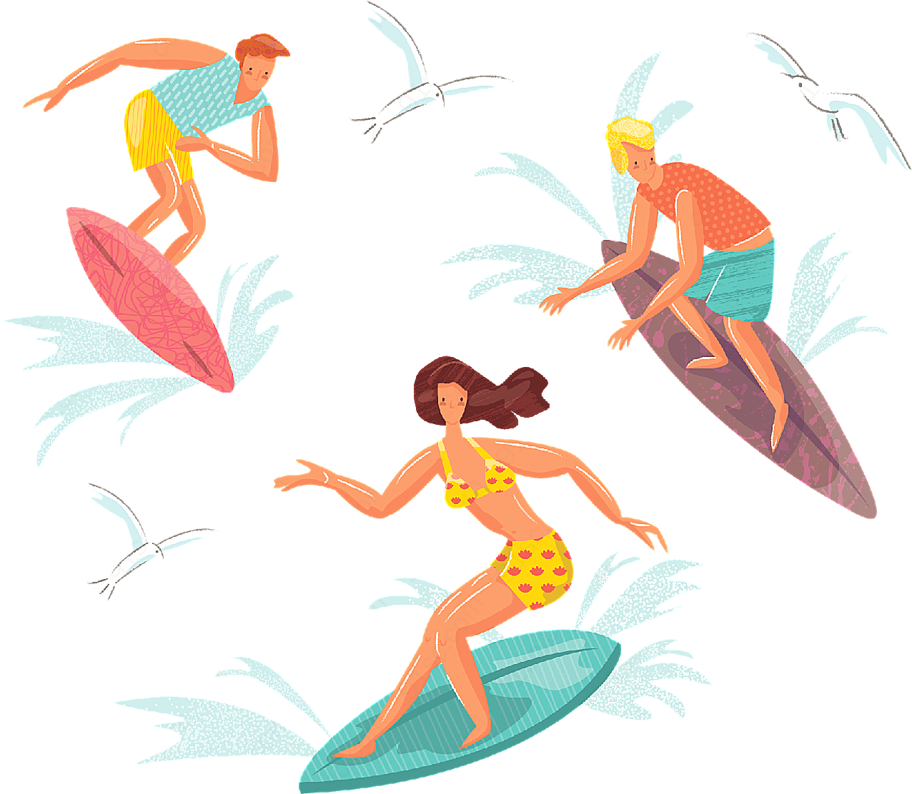 夏季运动冲浪的人矢量矢量人物