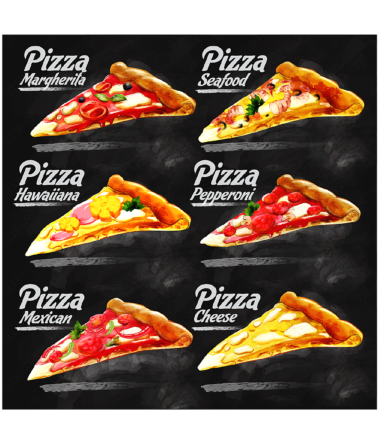 美味三角披萨矢量矢量美食