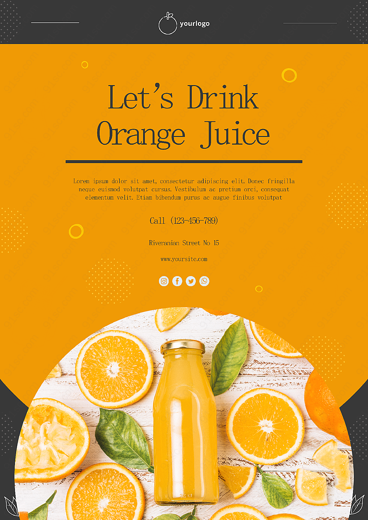 橘色橙汁海报模板广告摄影_平面广告_广告设计_高清