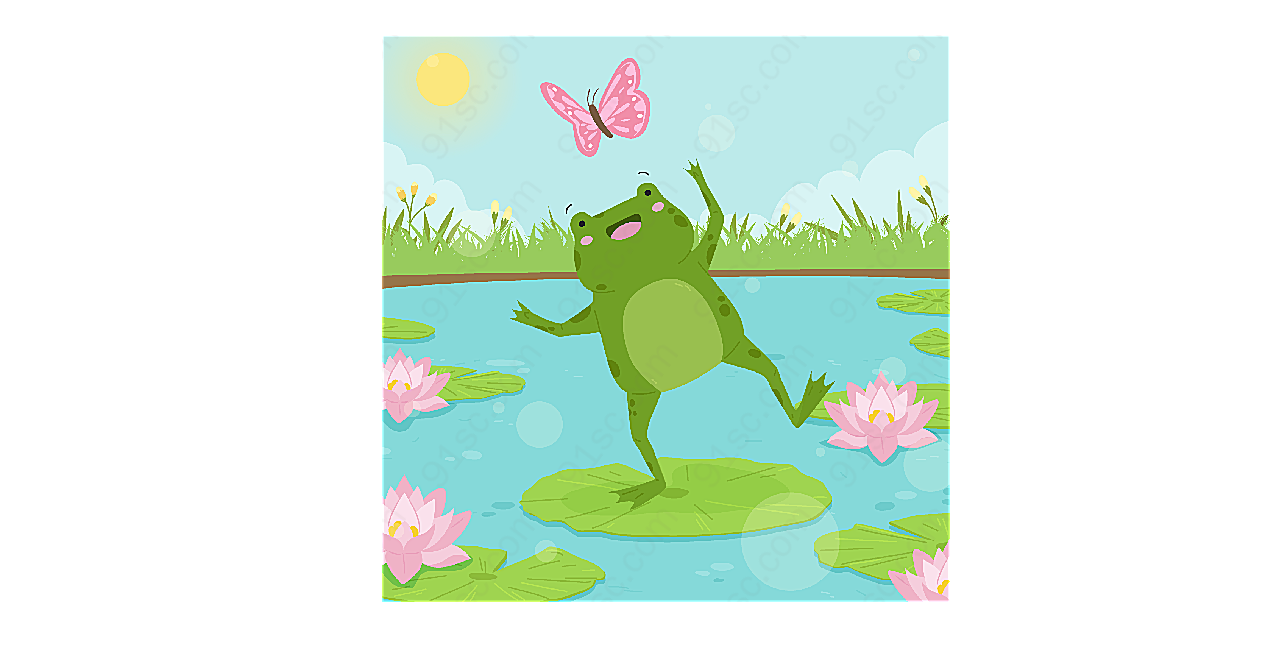 可爱青蛙插图矢量素材矢量卡通