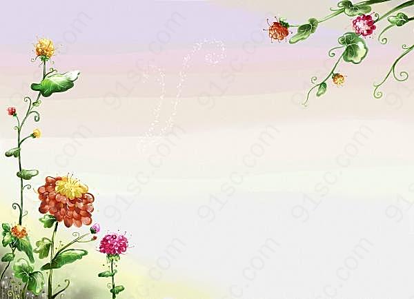 植物花卉装饰背景图花纹边框