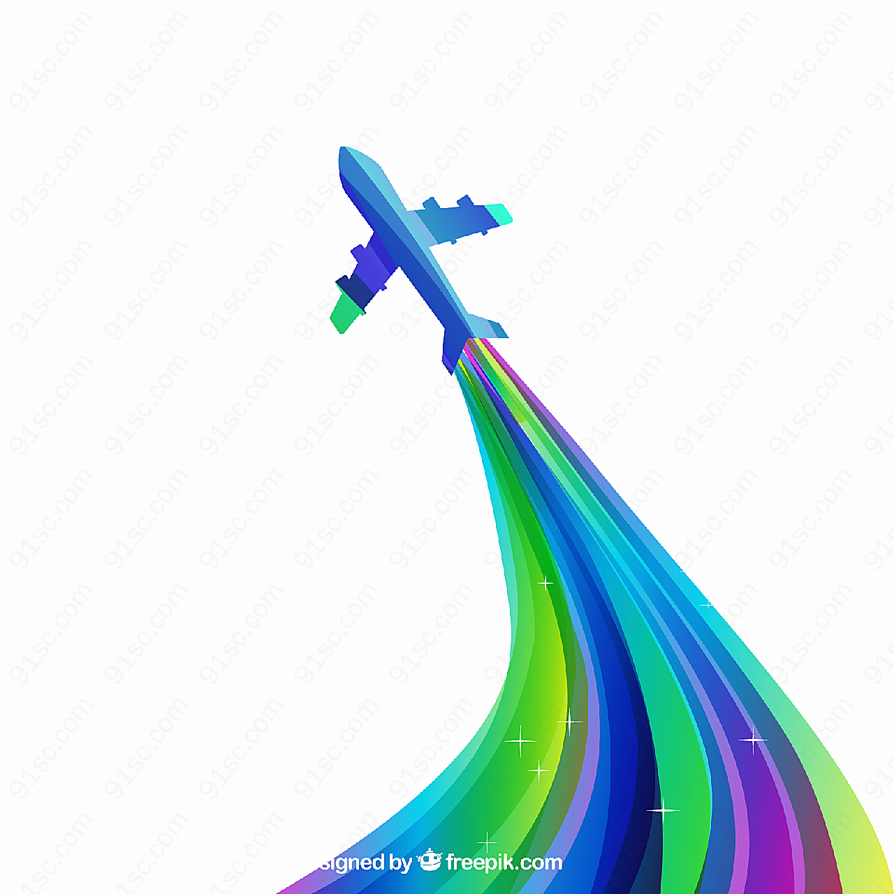 飞机和彩色轨迹矢量交通