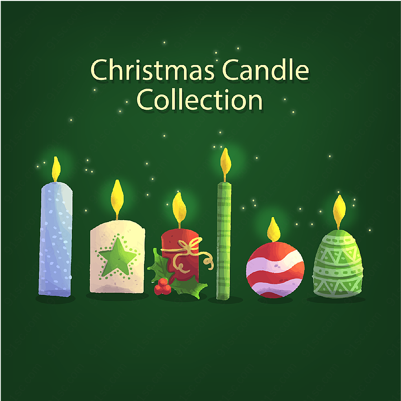 彩色圣诞蜡烛设计矢量圣诞节