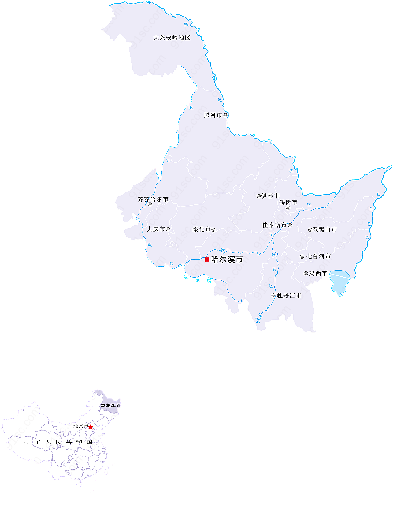 黑龙江省矢量地图
