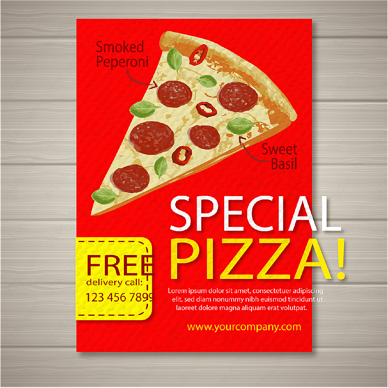 彩绘三角披萨传单平面广告