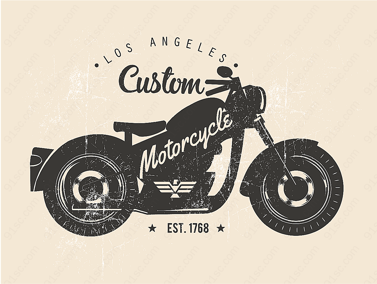 作旧摩托车标志矢量logo图形