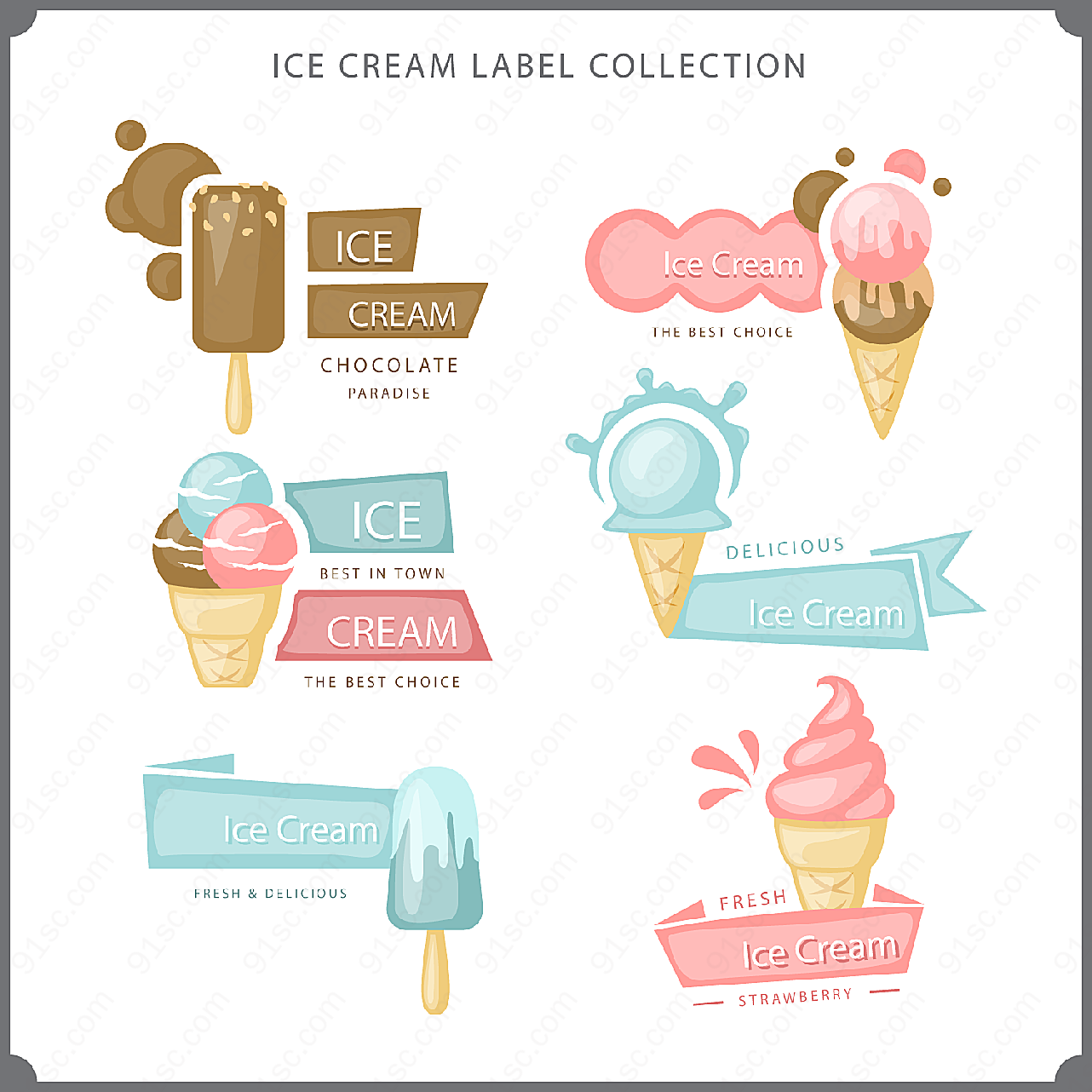 冰淇淋标签矢量label矢量