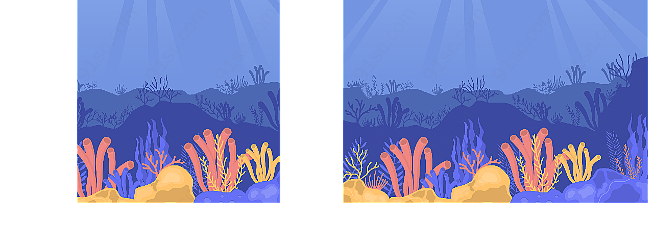 卡通海底珊瑚风景矢量自然风景