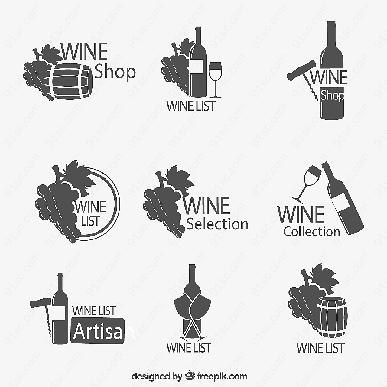 葡萄酒酒水单标志矢量logo图形