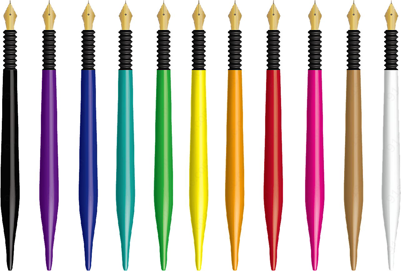 彩色钢笔矢量学习用品