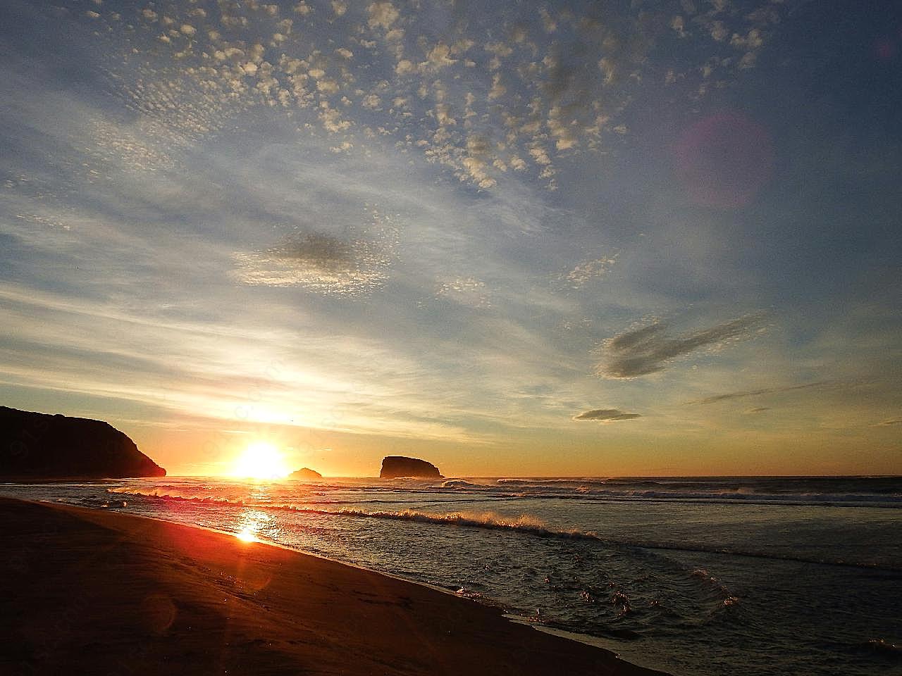 海上唯美风景图片夕阳