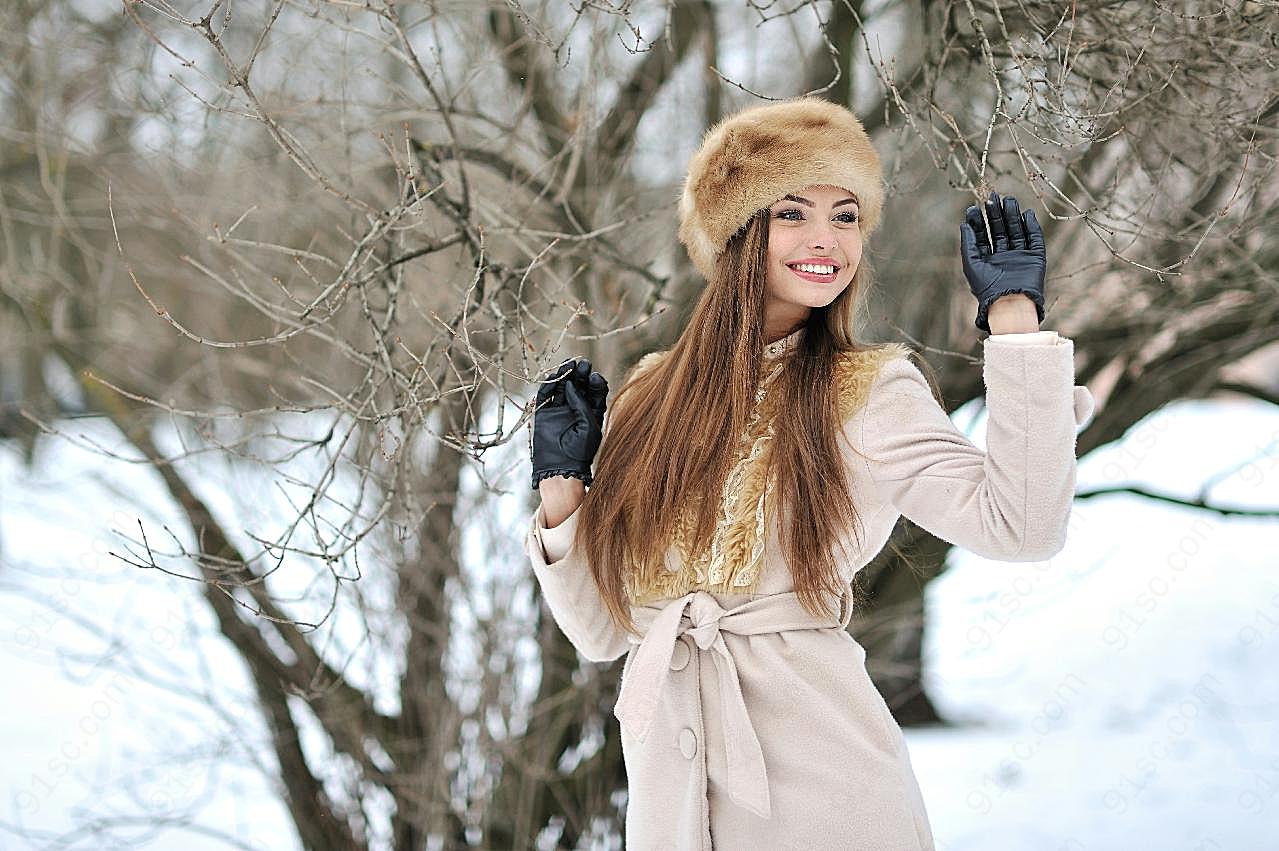 欧美美女冬季照片人物摄影