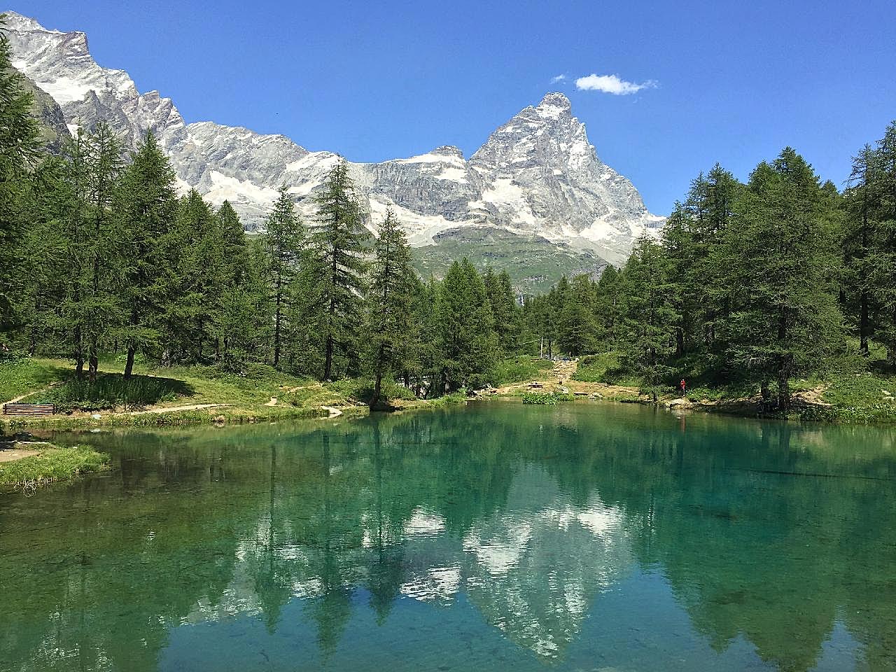 阿尔卑斯高山湖泊图片摄影