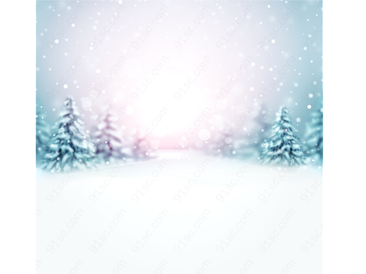 冬季雪景插画矢量自然风景