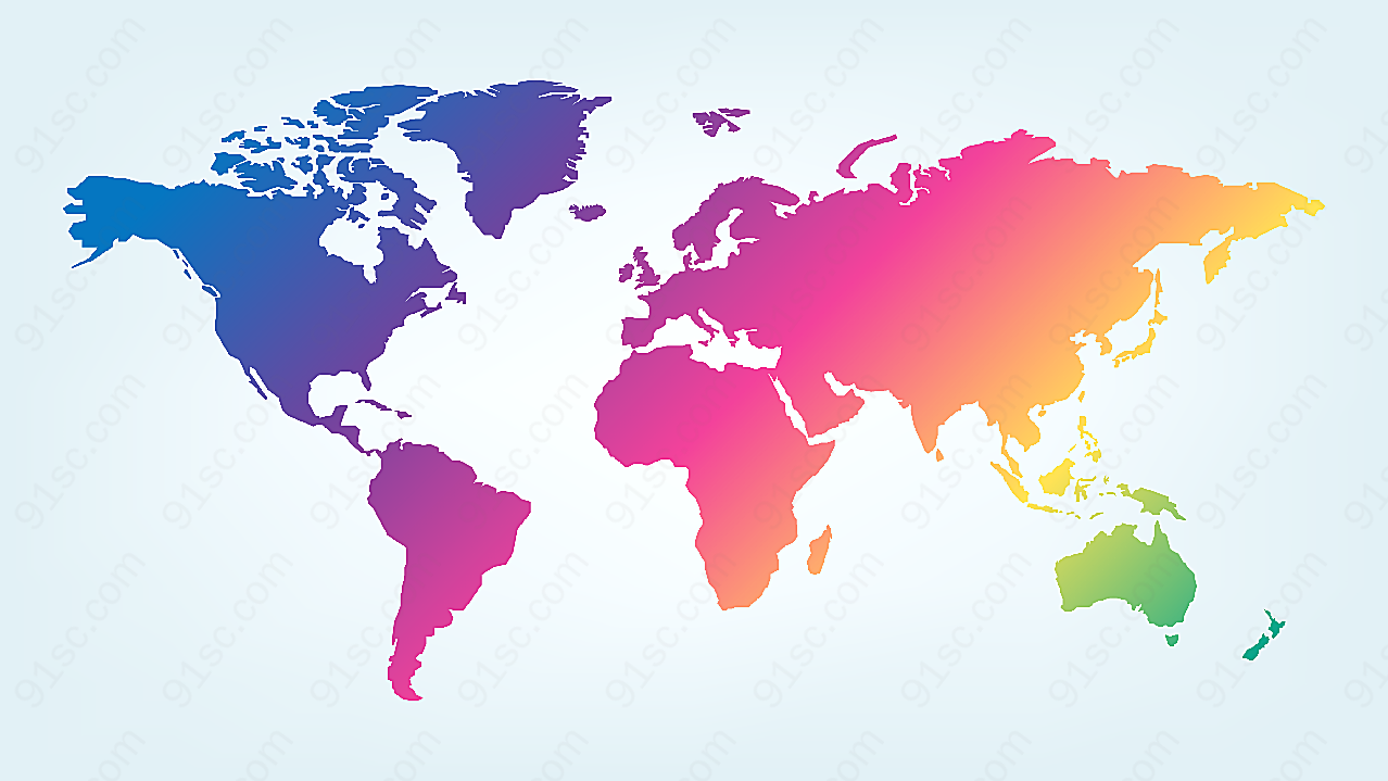 多彩的世界地图矢量地图