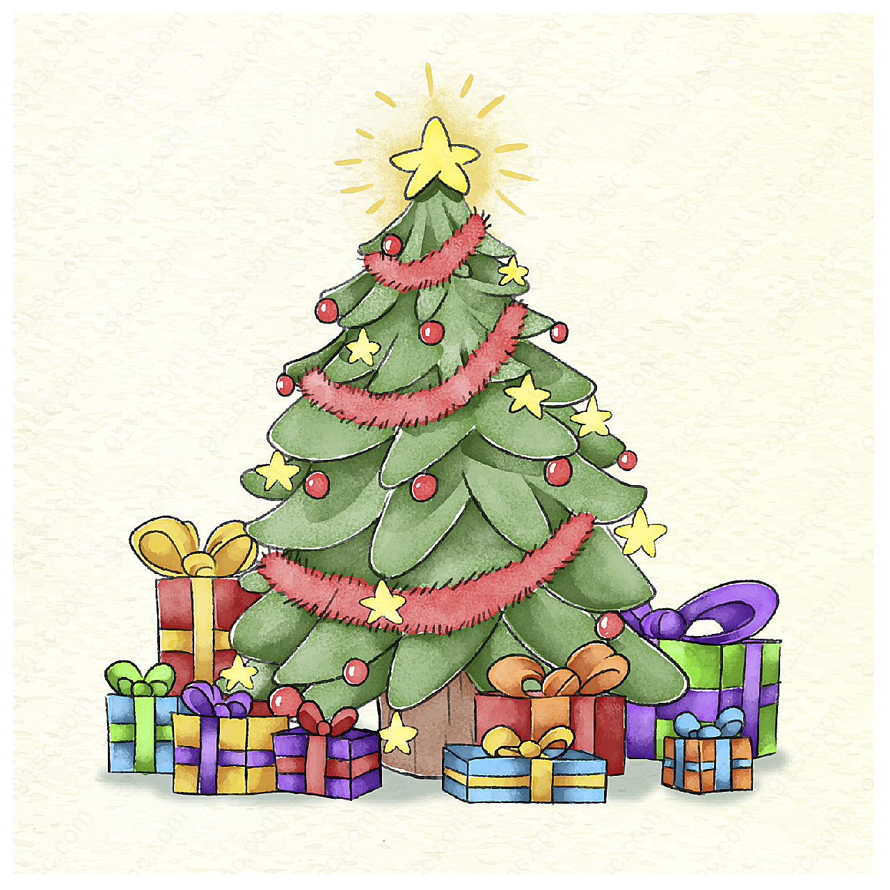 圣诞树和礼盒矢量圣诞节