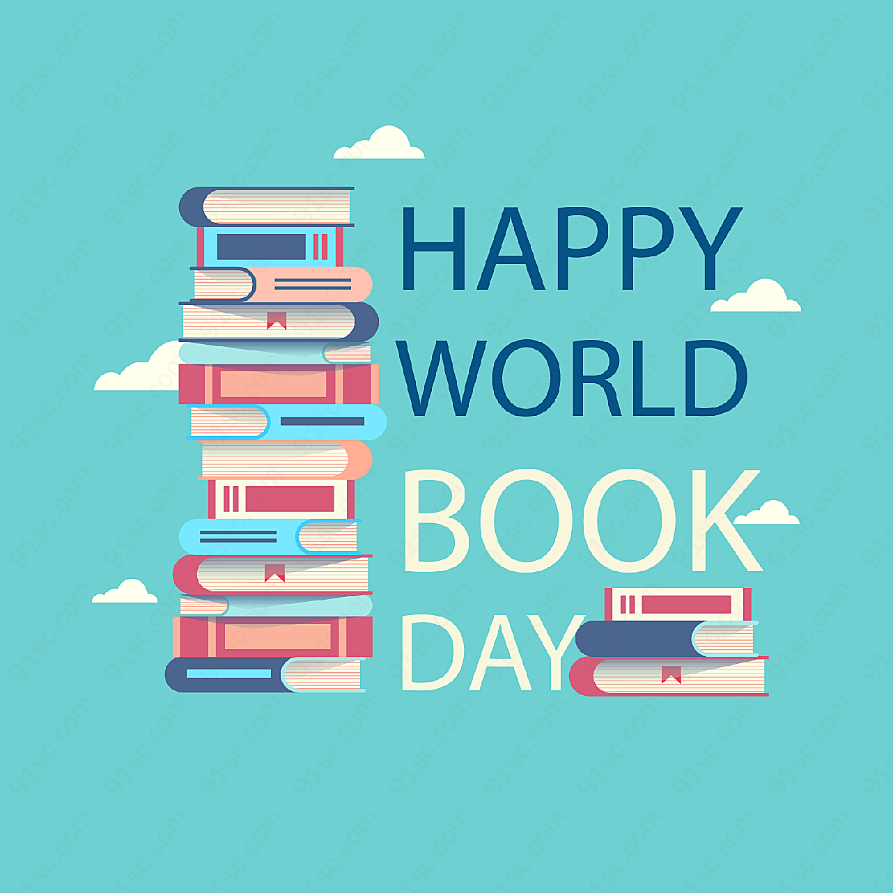 世界图书日书堆矢量节日其它