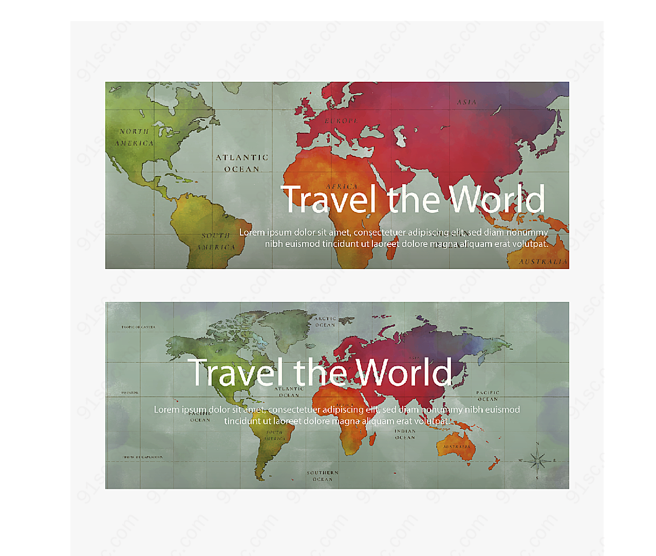 世界地图banner平面广告