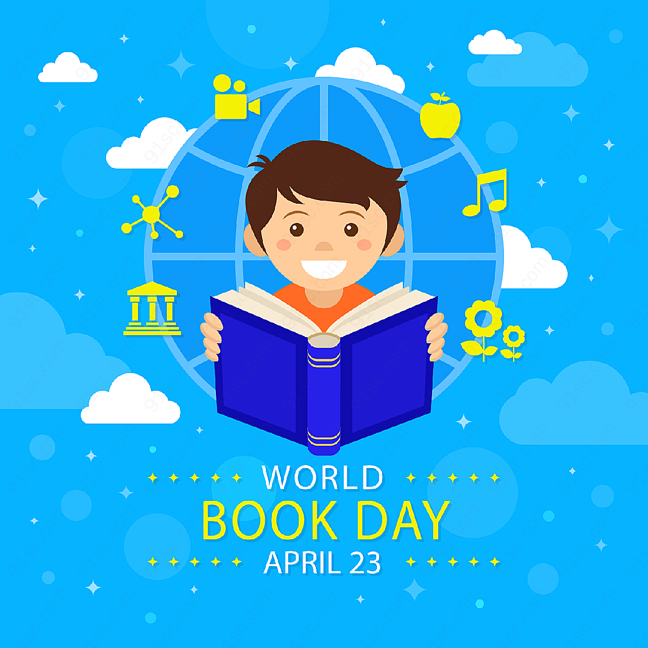 世界图书日男孩其它其它其它矢量节日其它