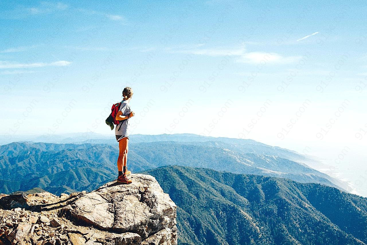 美女户外登山图片艺术