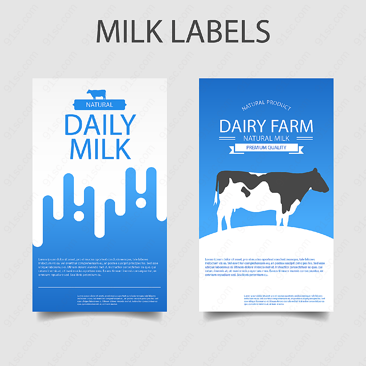 新鲜牛奶标签label矢量