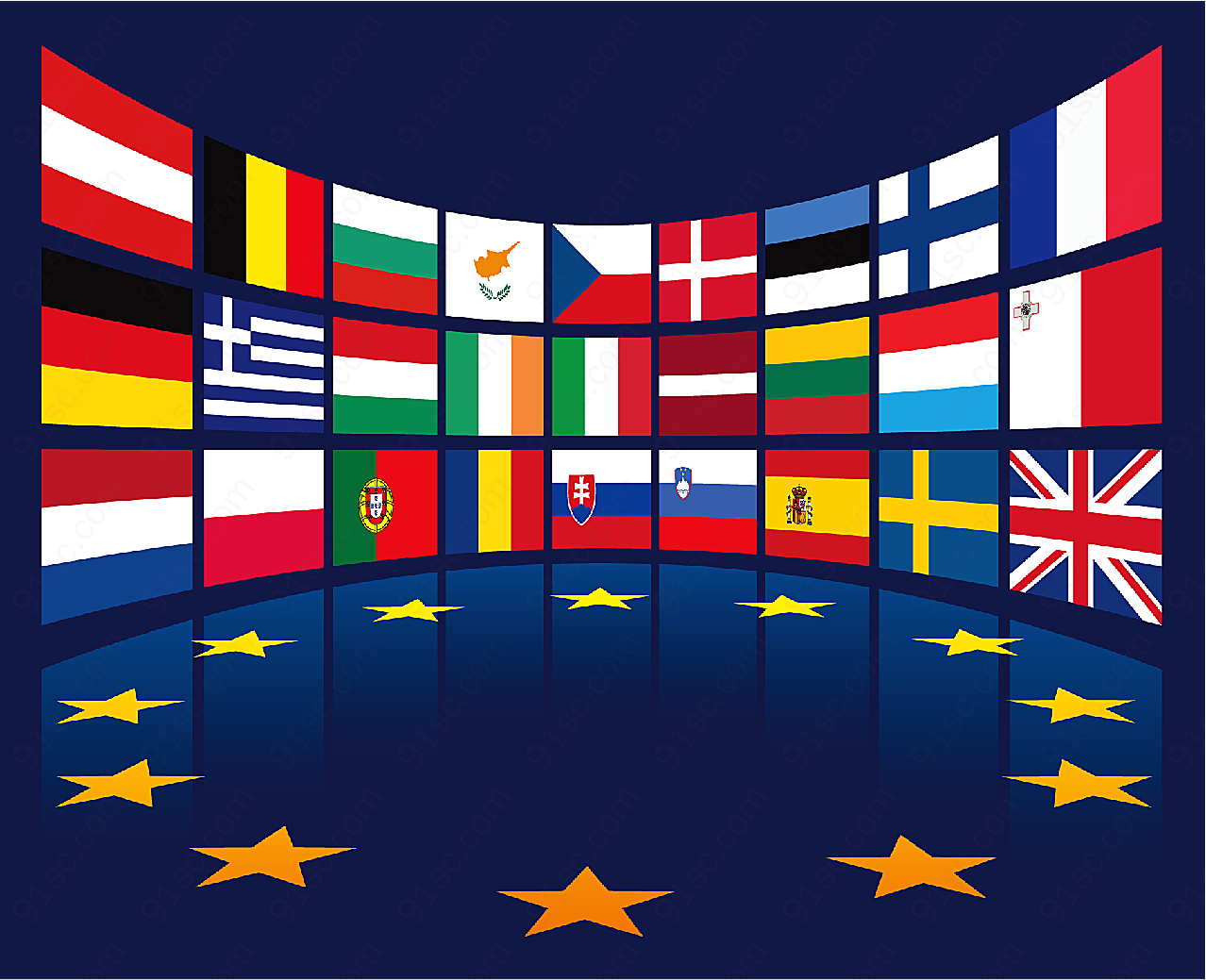 欧盟国家旗帜矢量矢量旗帜图形