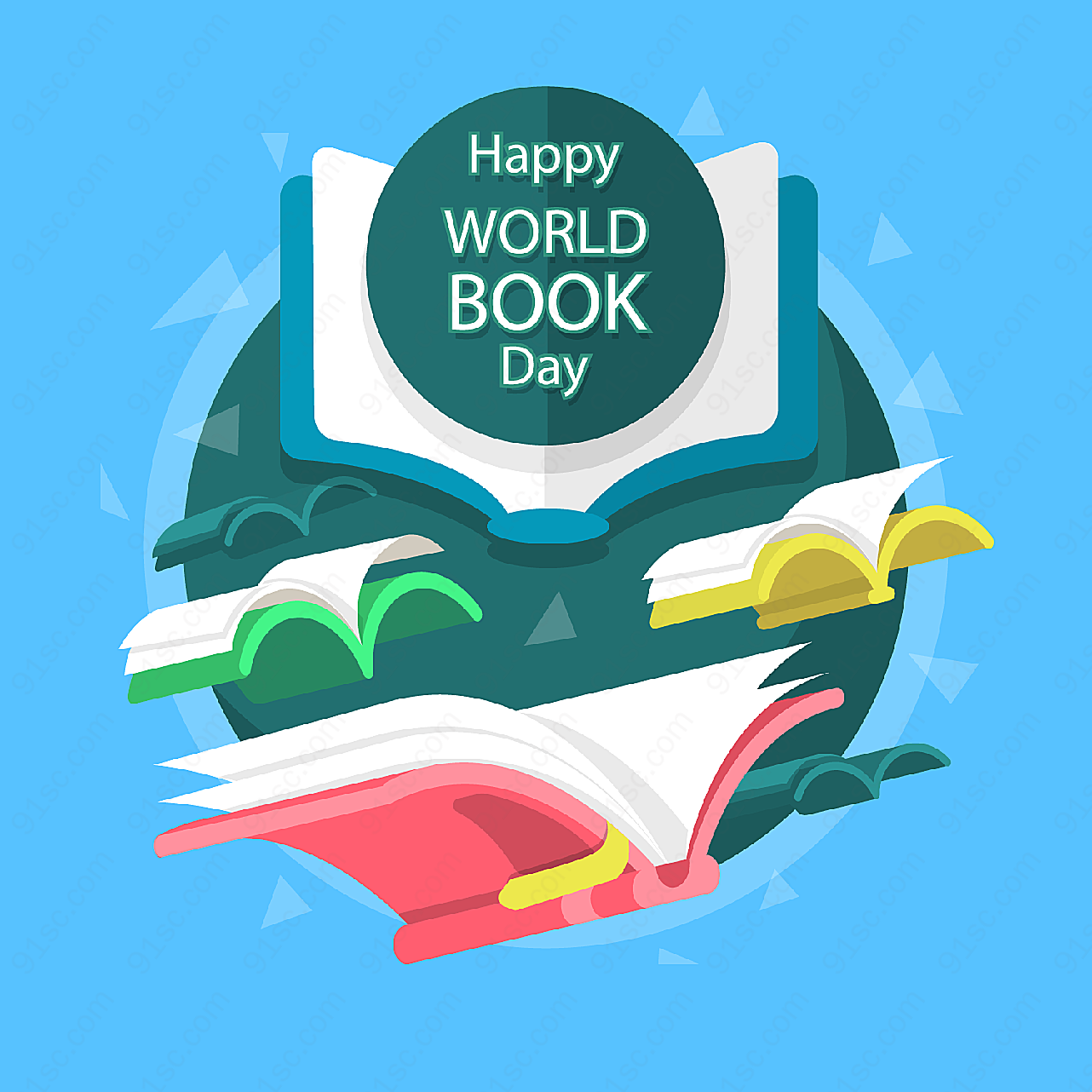 彩色世界图书日矢量节日其它