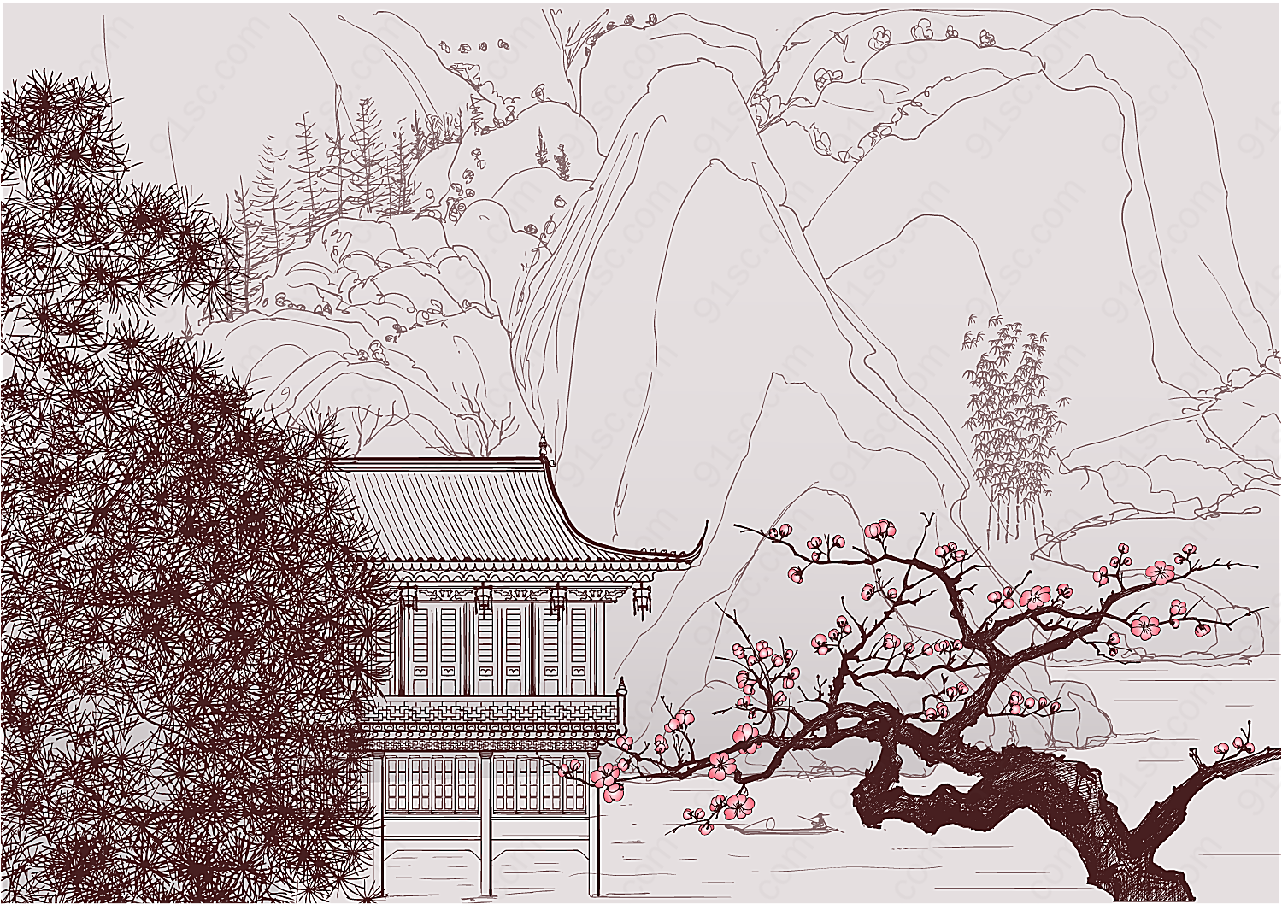 中国古典文化矢量绘画