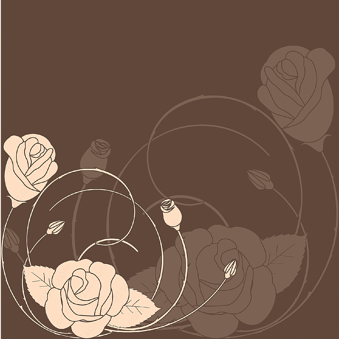 玫瑰花朵图案矢量图案