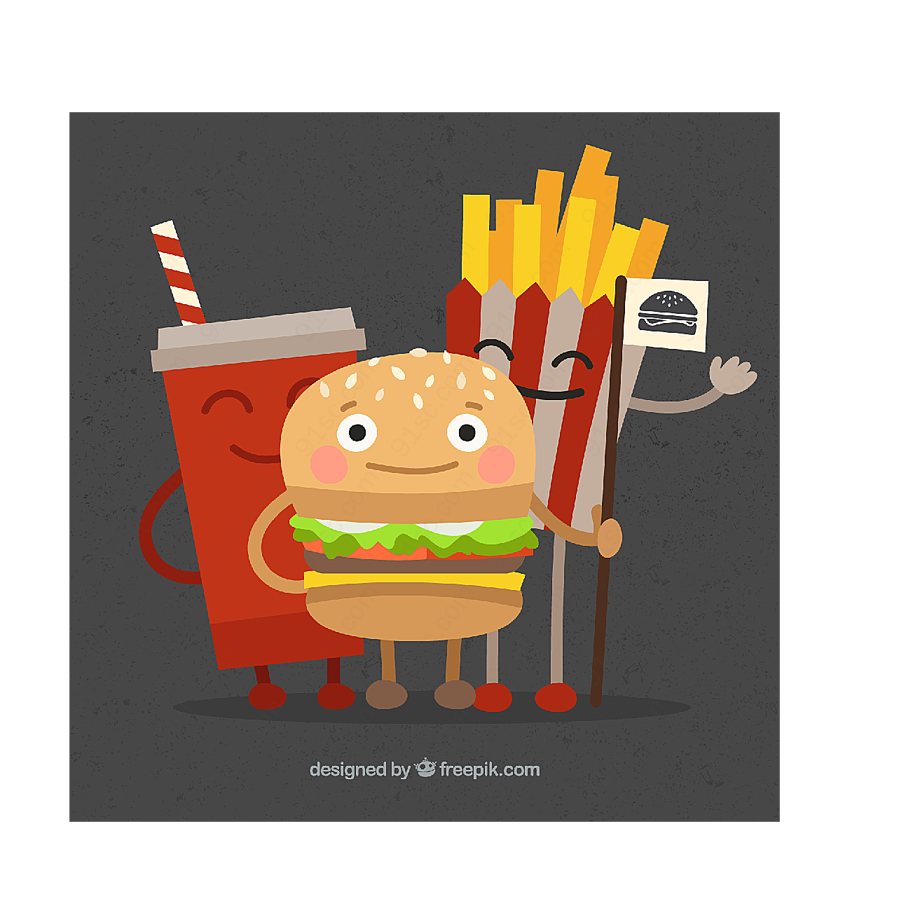 可爱汉堡包套餐矢量卡通其它