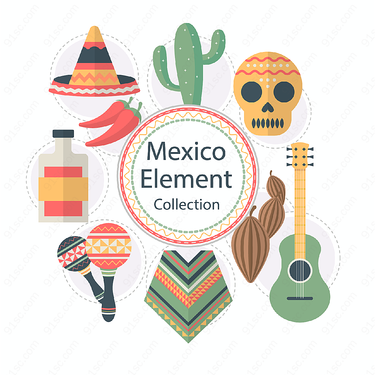 墨西哥元素矢量矢量设计元素