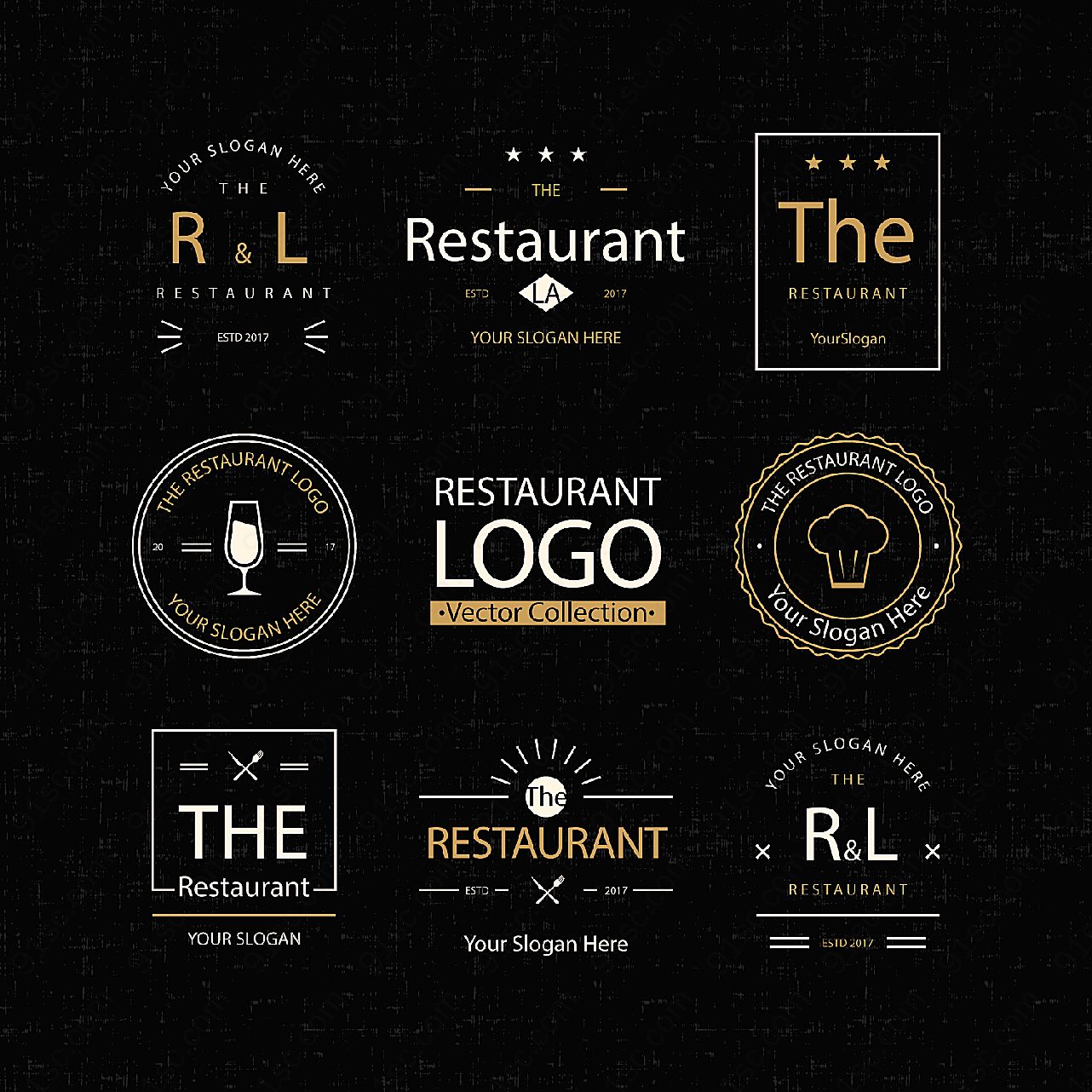 抽象餐厅标志矢量logo图形