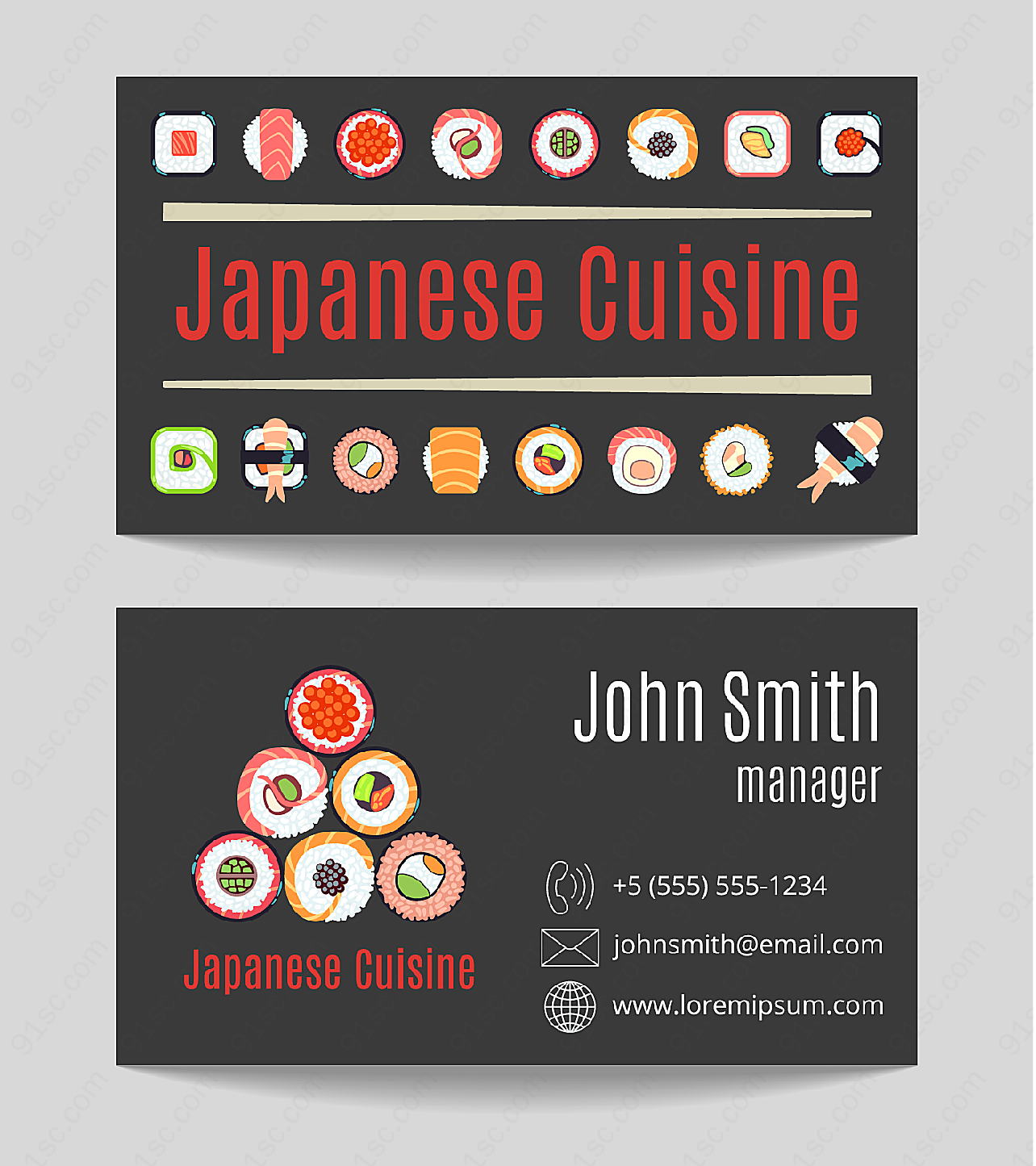 日本寿司名片矢量名片卡片