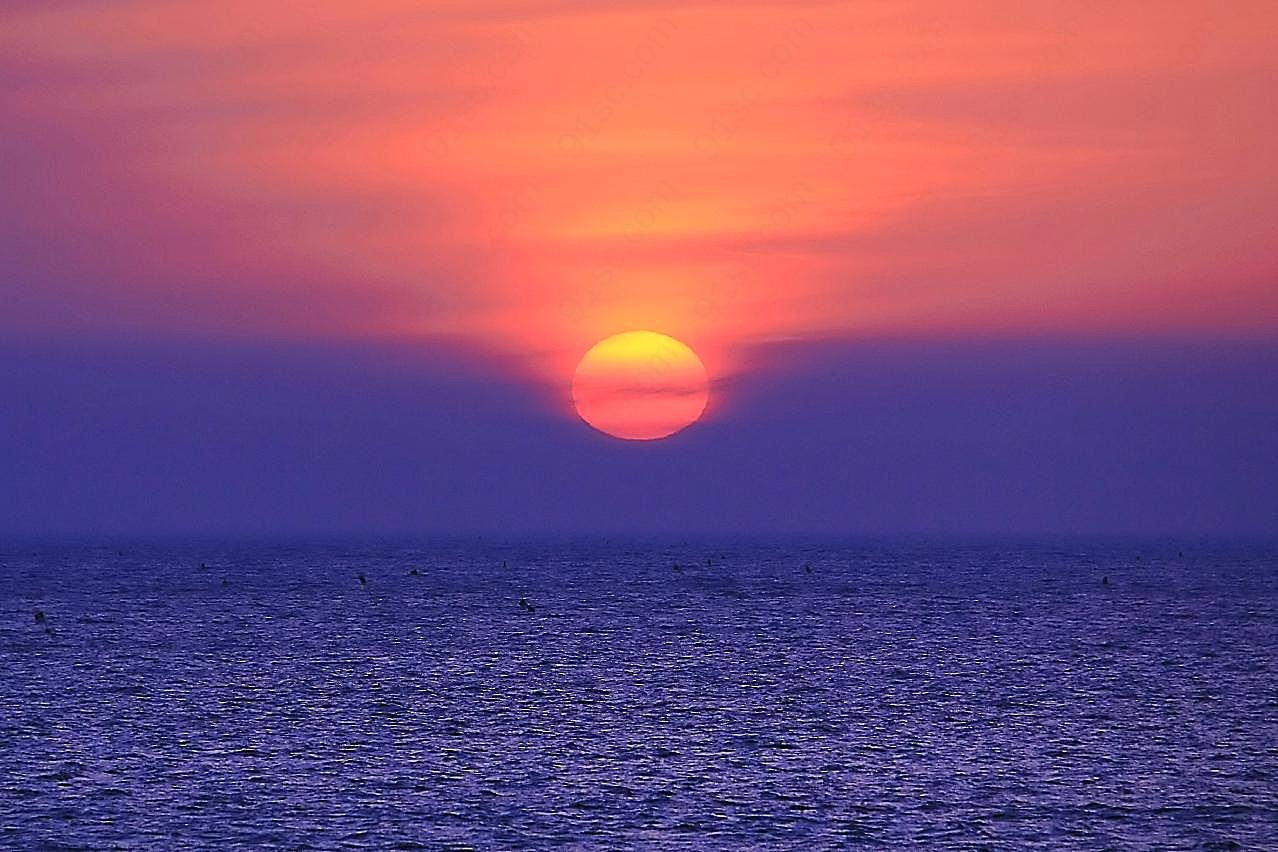 大海夕阳西下图片风景自然