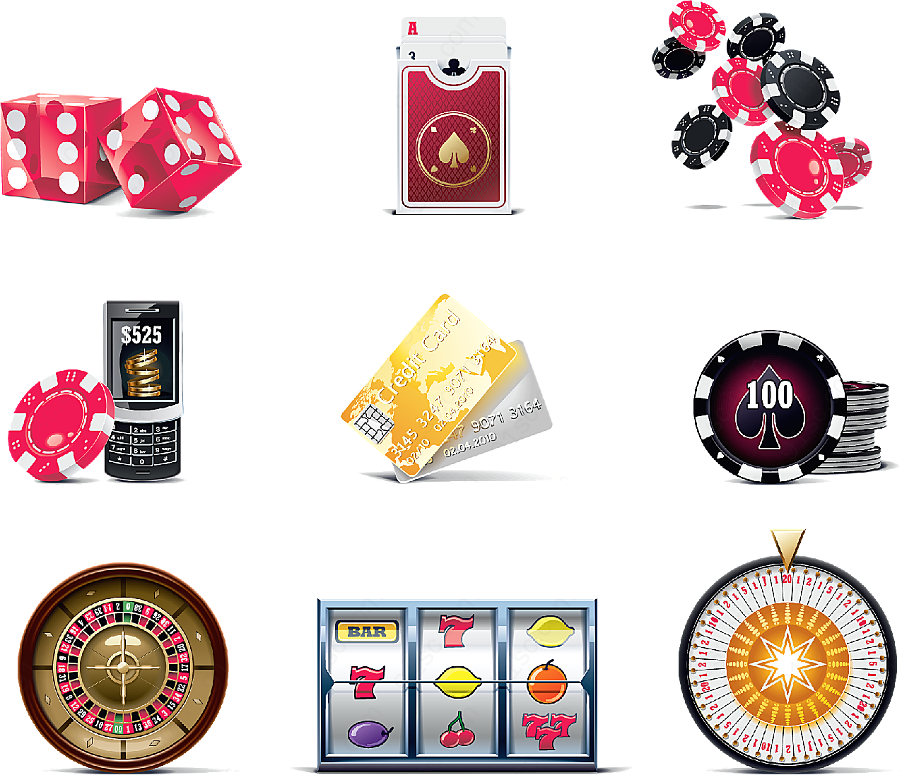 赌场赌具图标矢量各式图标