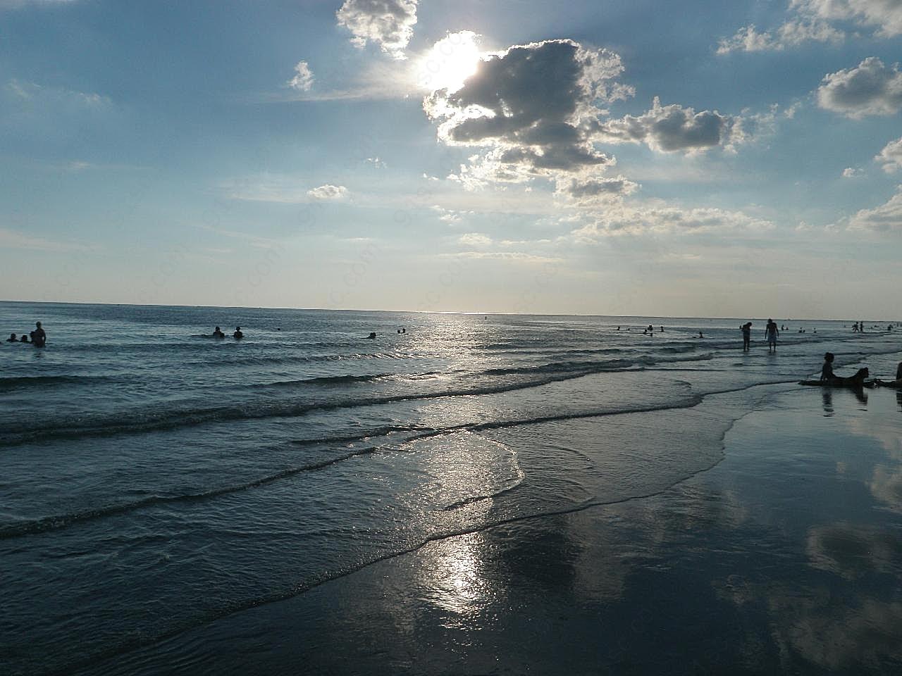 落日海滩图片景观自然