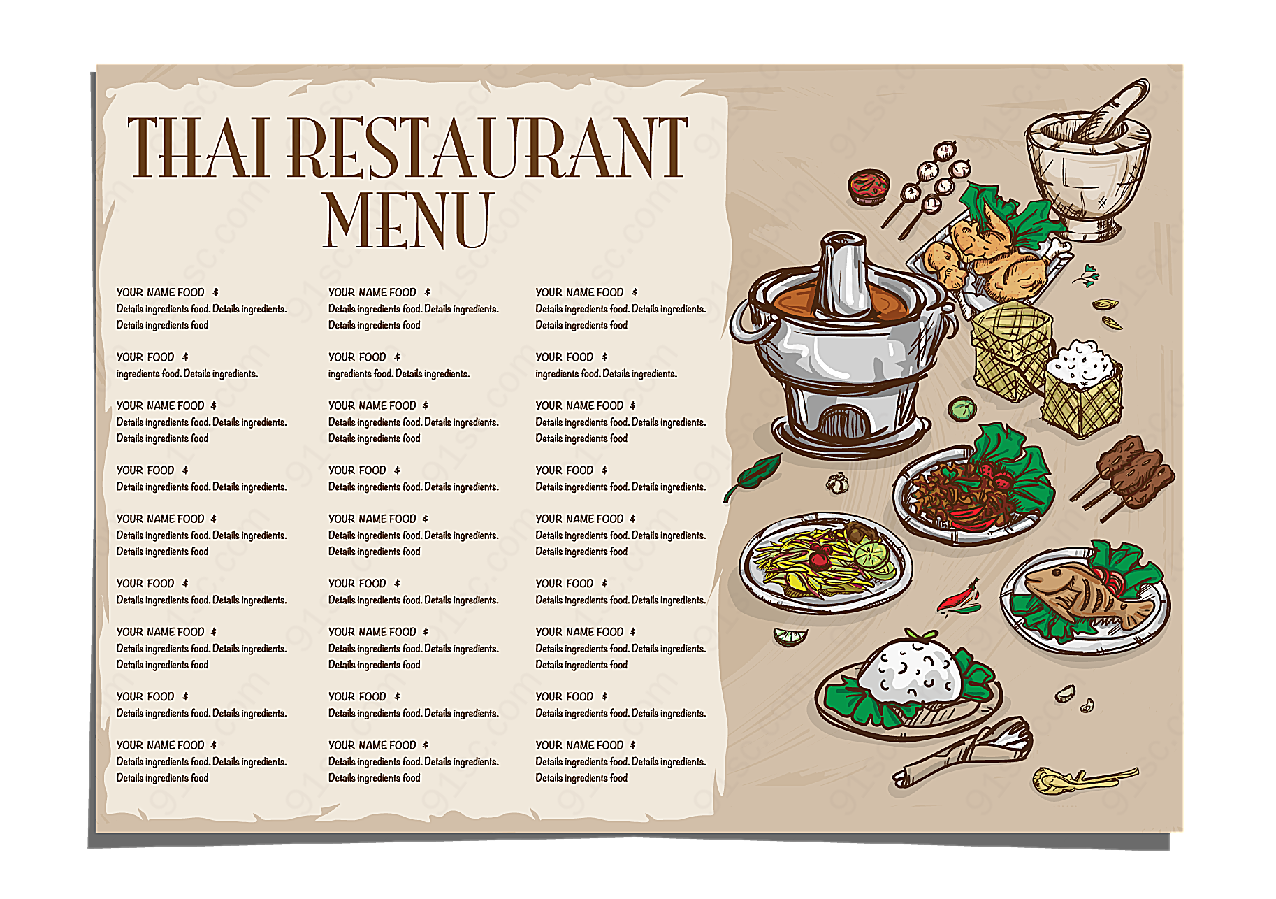 泰国餐馆菜单平面广告