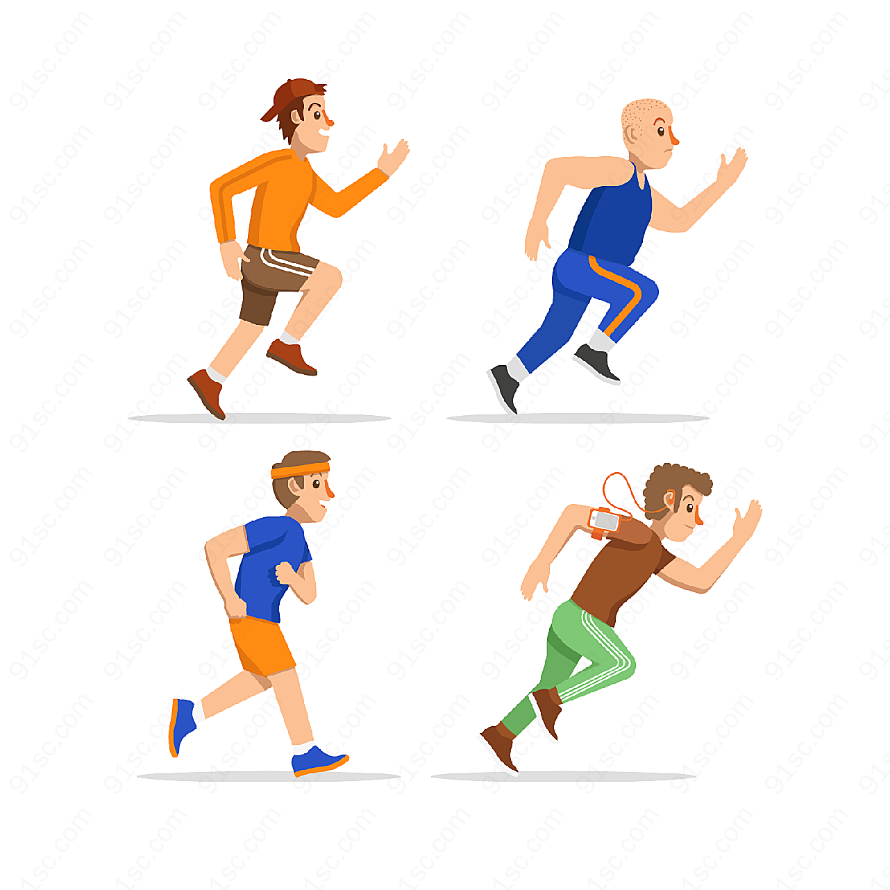 跑步健身男子矢量矢量体育运动