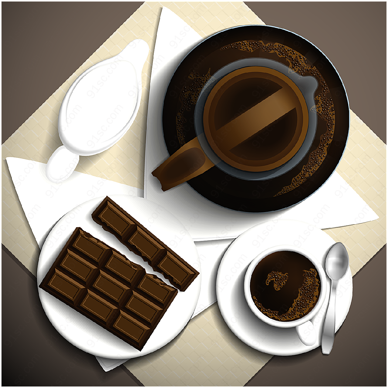 咖啡和巧克力矢量矢量美食