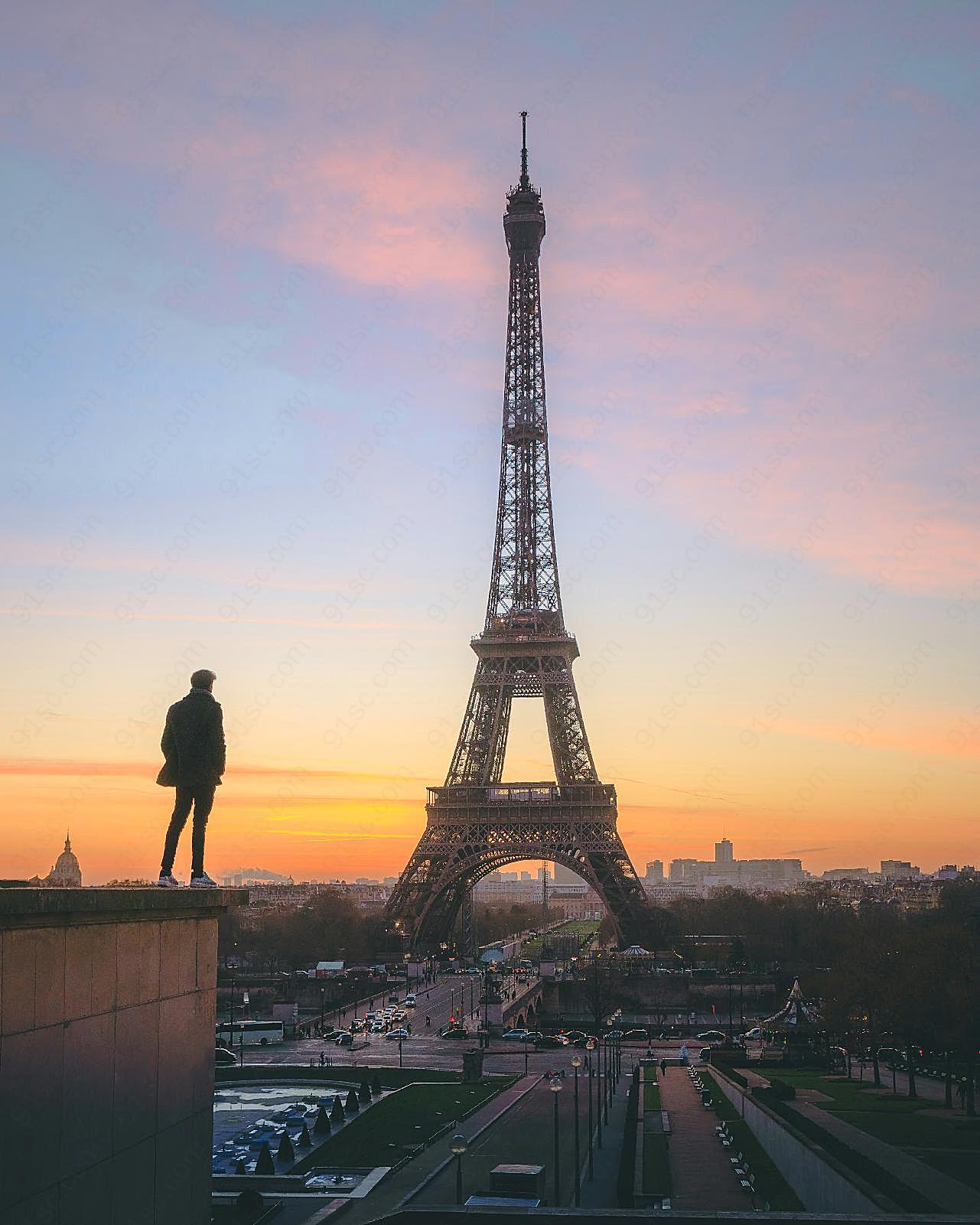 黄昏法国巴黎铁塔图片空间