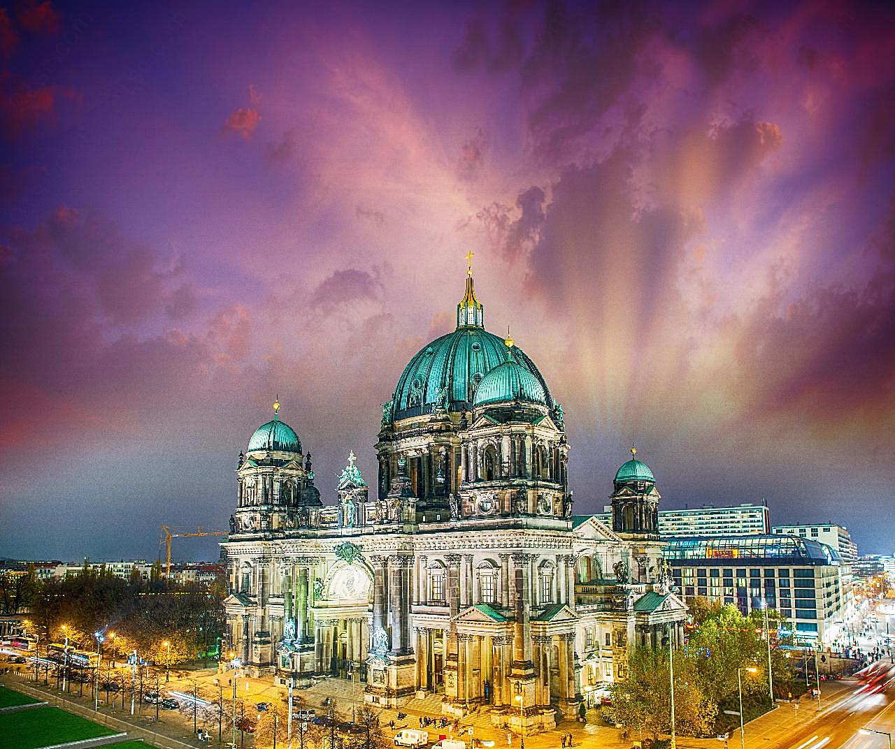 德国柏林大教堂夜景图片空间
