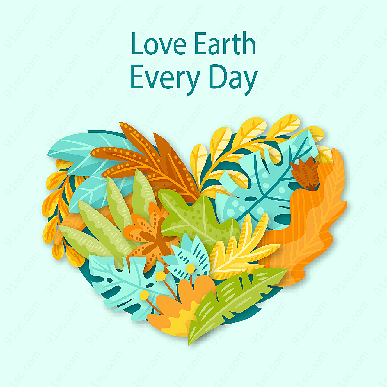 地球日树叶组合爱心矢量节日其它