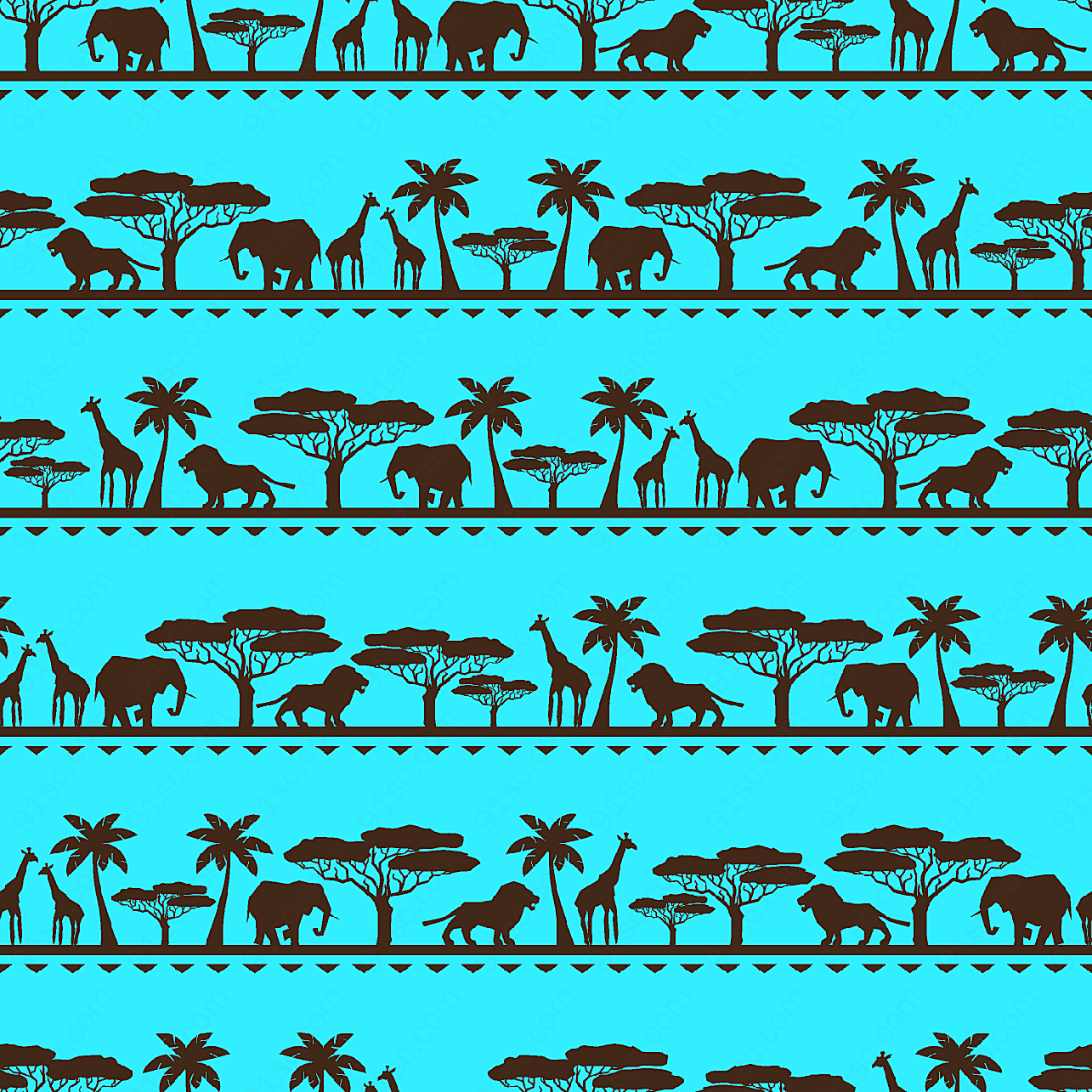 非洲动物矢量图卡通动物