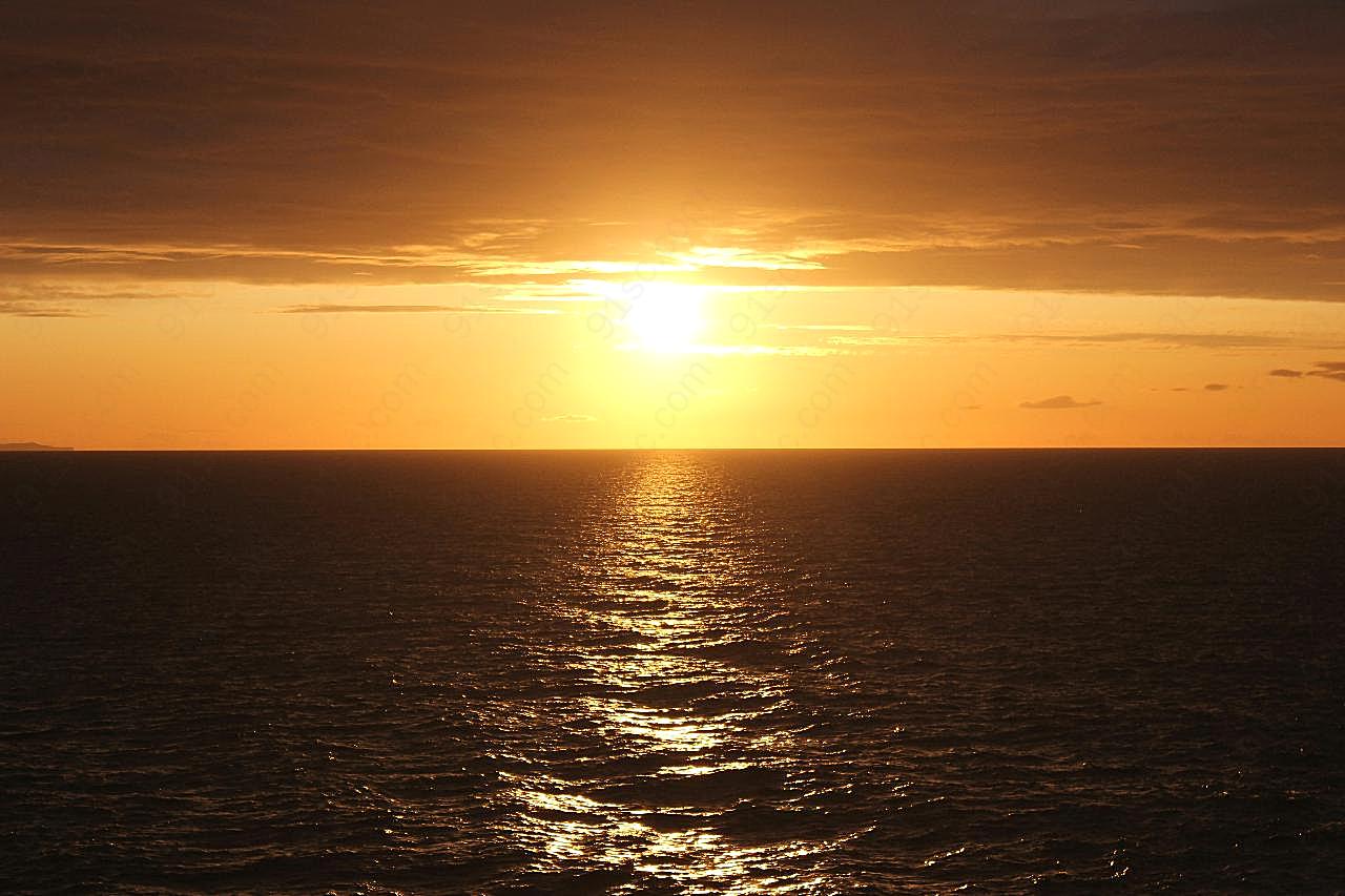 海平面日落天空图片自然景观