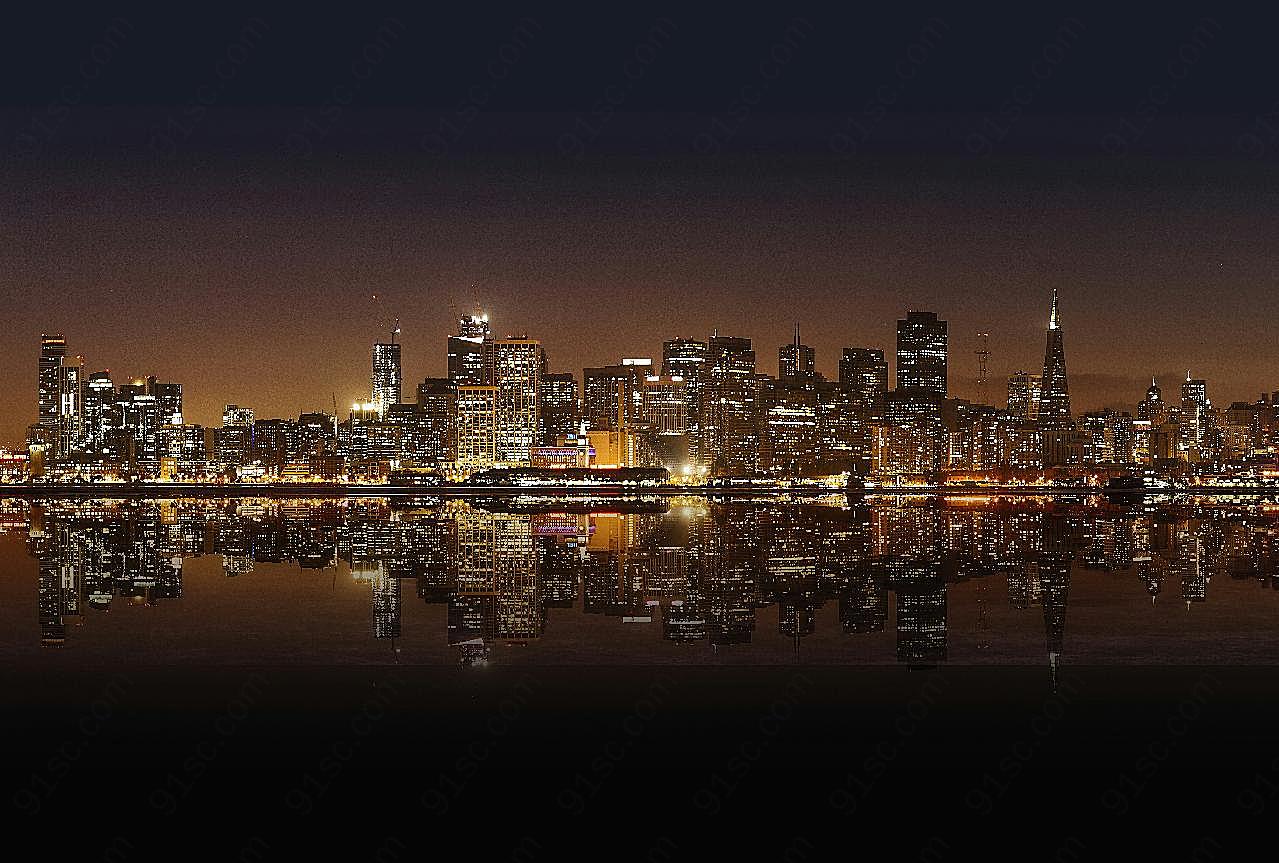 城市天际线夜景图片空间建筑