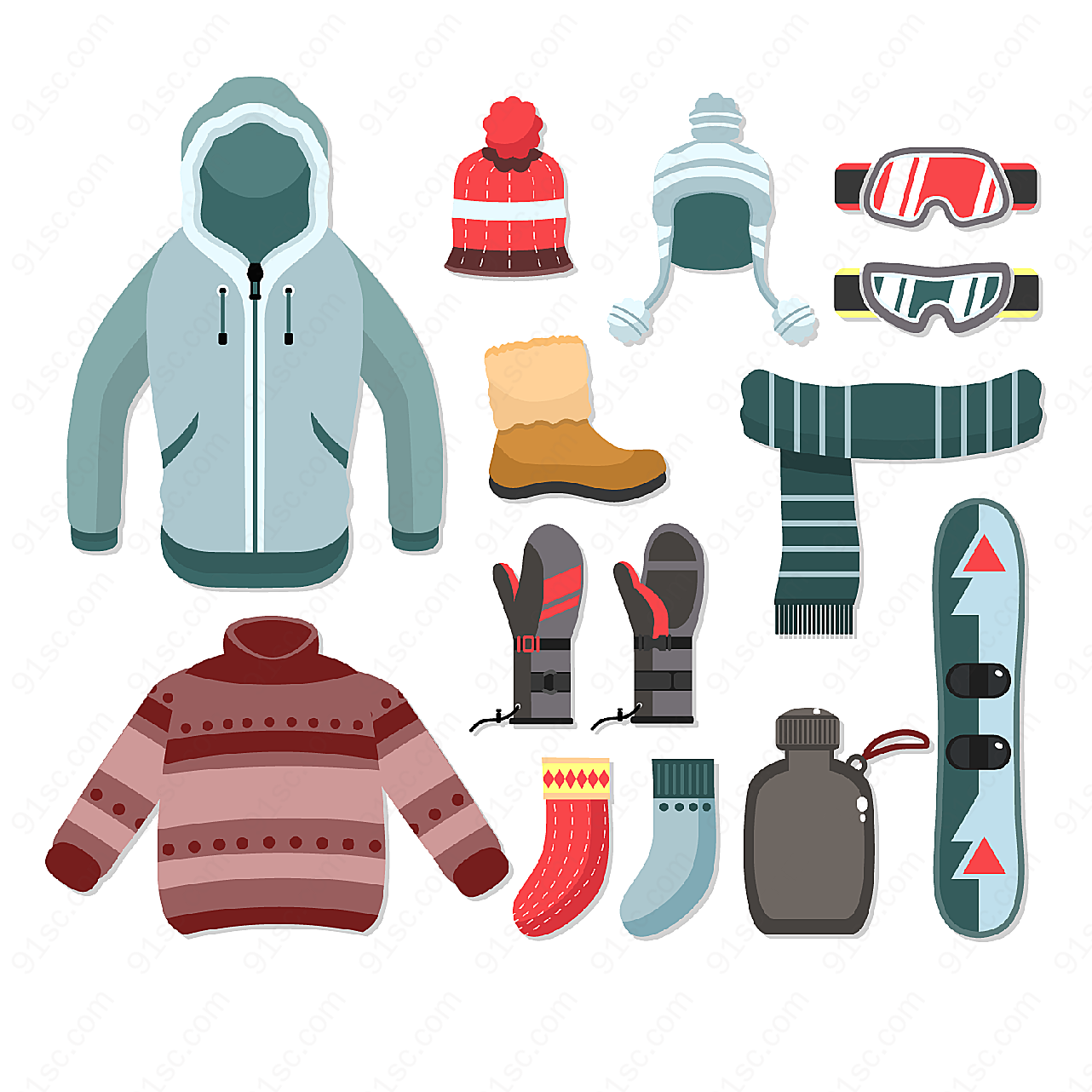 冬季服饰和配饰矢量服饰