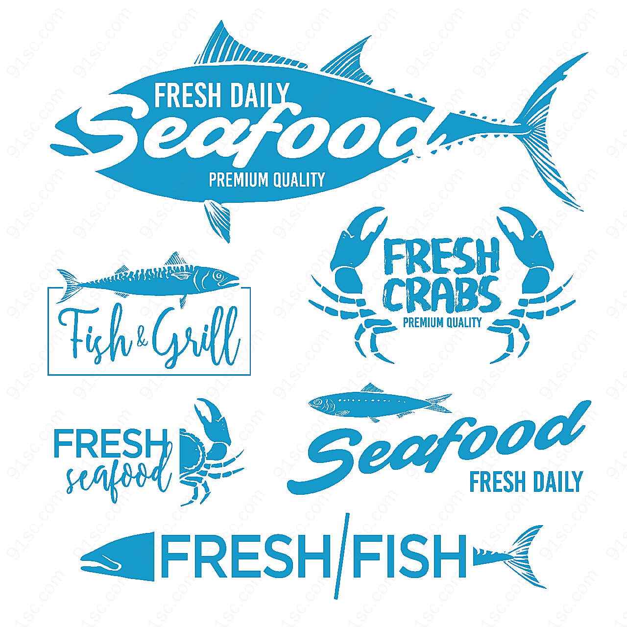 海鲜标志矢量logo图形